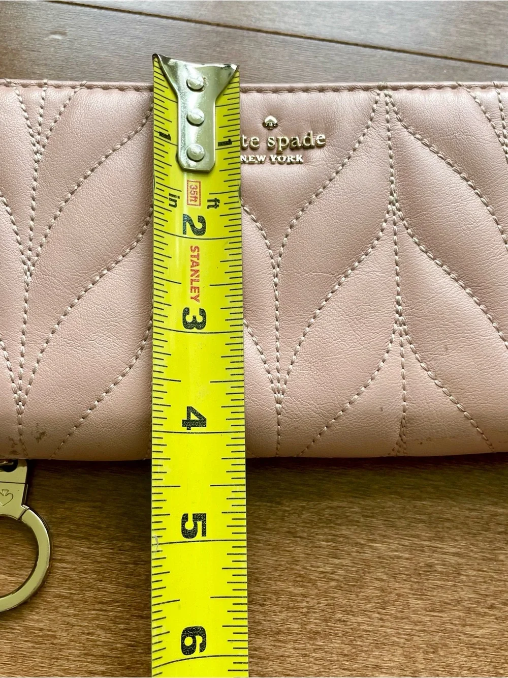 kate spade Blush Quilted Leather Zip Wallet with Gold Hardware